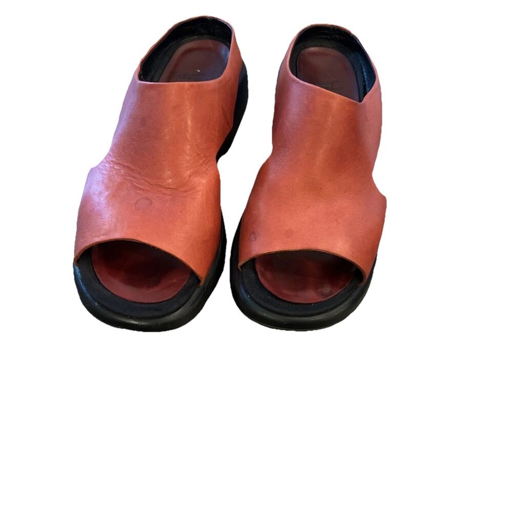 Dansko Open Toe Sandal 40 US 9 To 9.5 Red Leather Mules